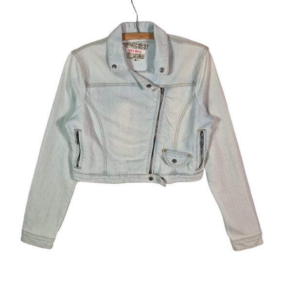 HOT KISS Vintage 90s Stonewash Denim Jean Jacket Women's Size L - Picture 2 of 12
